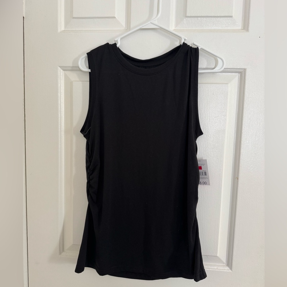 Pro Player Plus size 1X cinch side muscle tank black . NWT